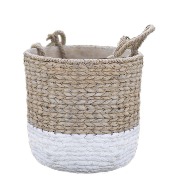 If it looks like a basket, is it? NO ... these fabulous cement planters accurately mimic woven baskets. Group some together for an earthy plant or herb arrangement.
