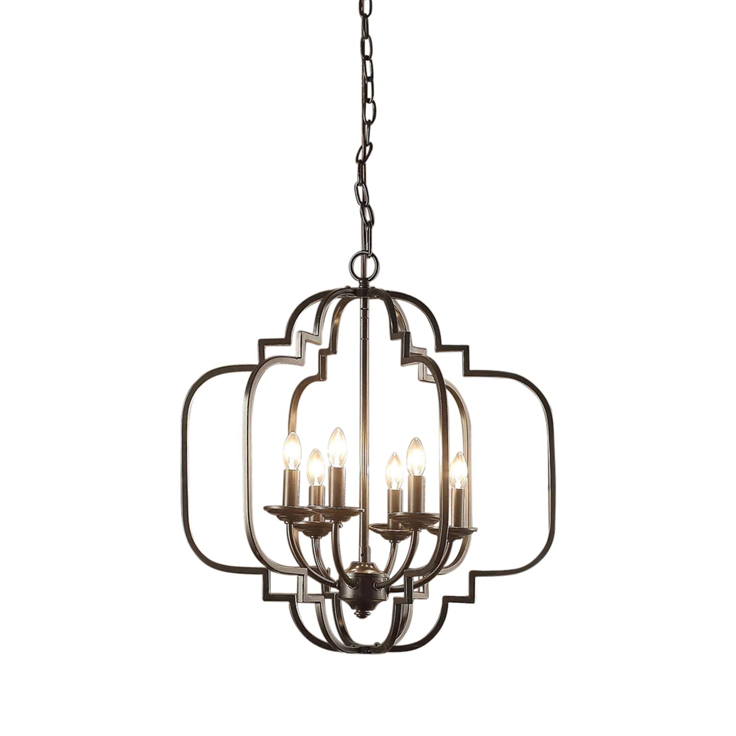 Modern Farmhouse Chandelier Suitable For Dining Rooms And Entryways With High Or Low Ceilings. Candle-Style Light Fixture Provides Multidirectional Lighting. Hanging Pendant Lamp Creates Timeless Feel